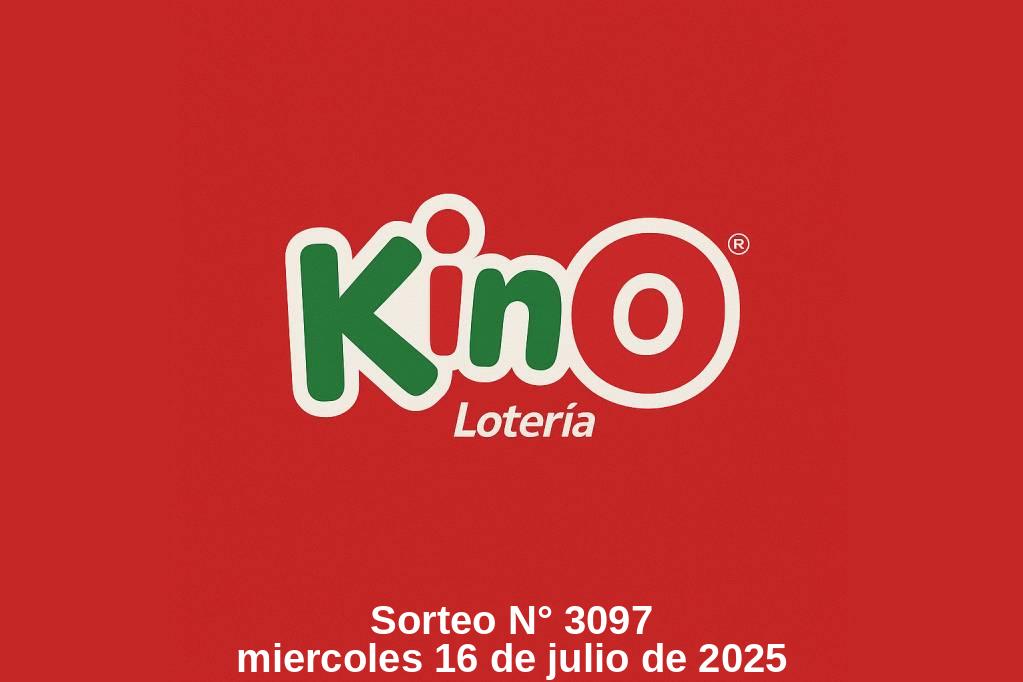Logo de Kino con información del sorteo 3097 del miercoles 16 de julio de 2025