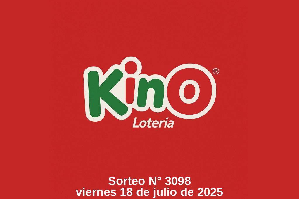 Logo de Kino con información del sorteo 3098 del viernes 18 de julio de 2025