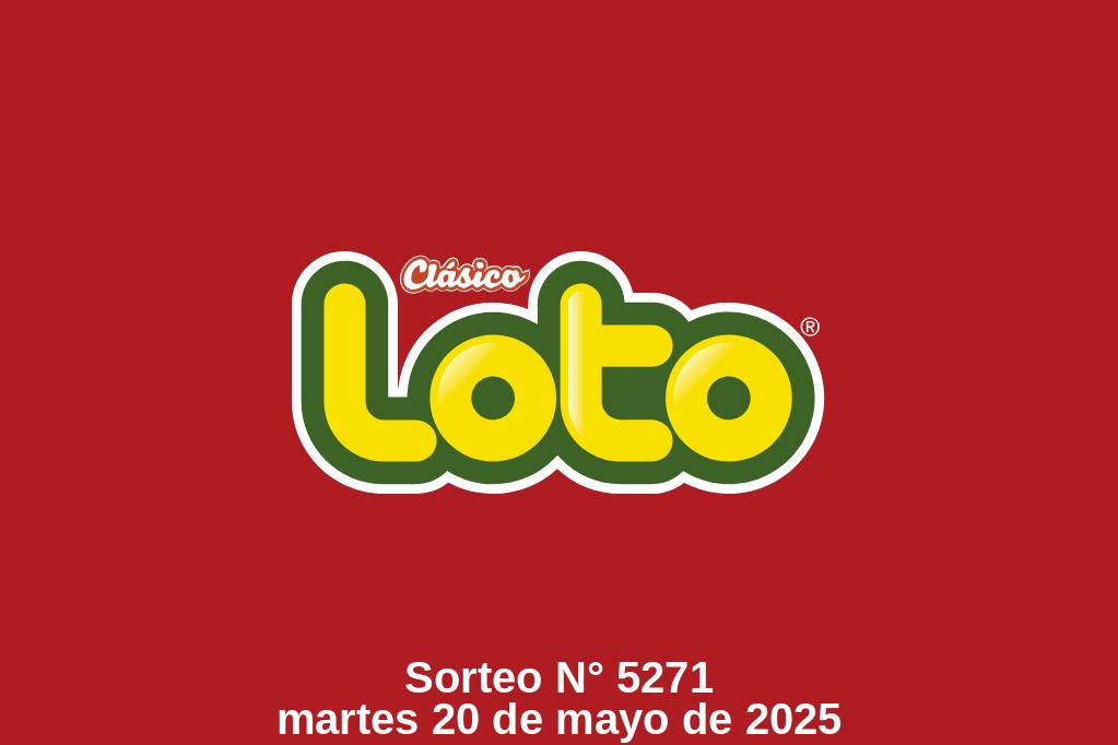 Logo de Loto con información del sorteo 5271 del martes, 20 de mayo del 2025