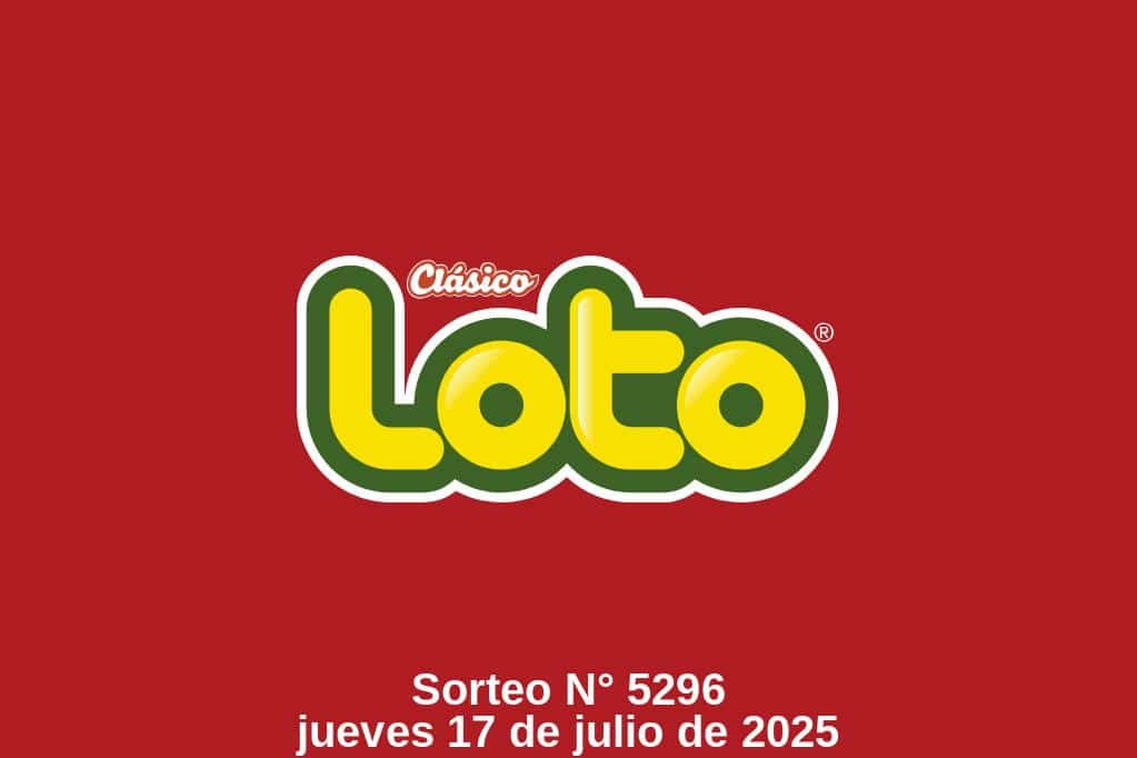 Logo de Loto con información del sorteo 5296 del jueves, 17 de julio del 2025